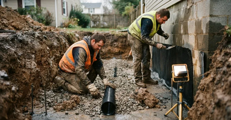 Exterior Foundation Waterproofing in New Castle County